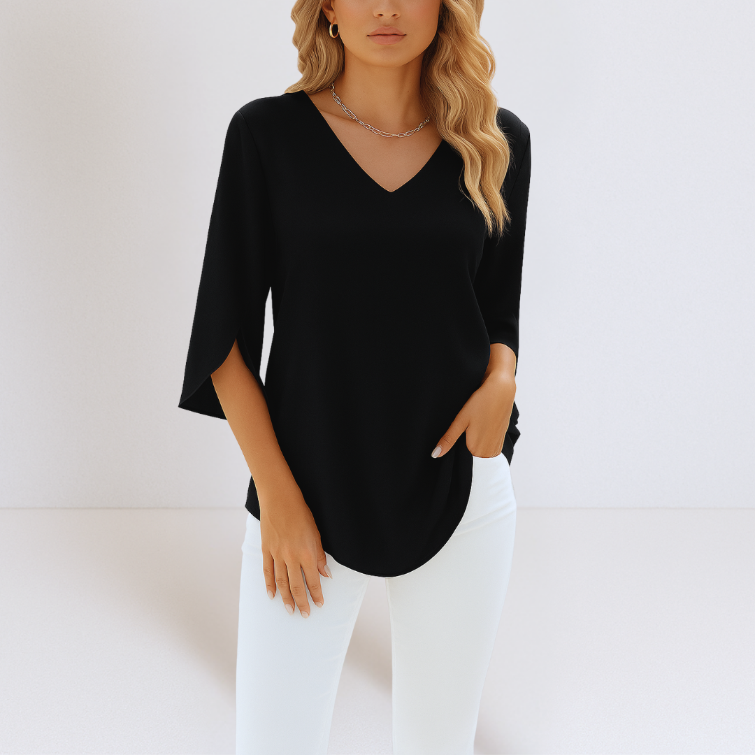 Sophie | Elegant blus med V-ringning och delade ärmar