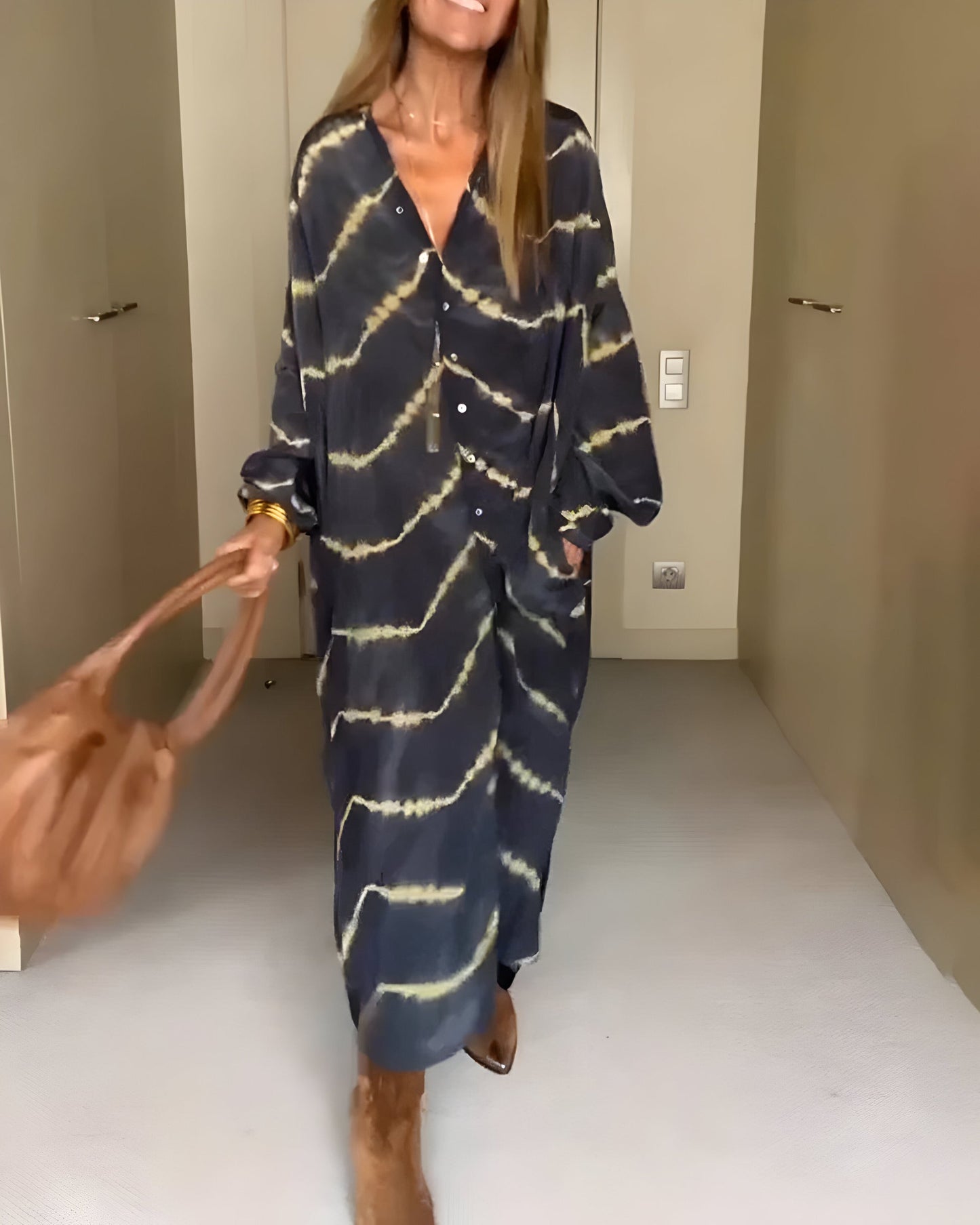 Julia | Boho randig långklänning