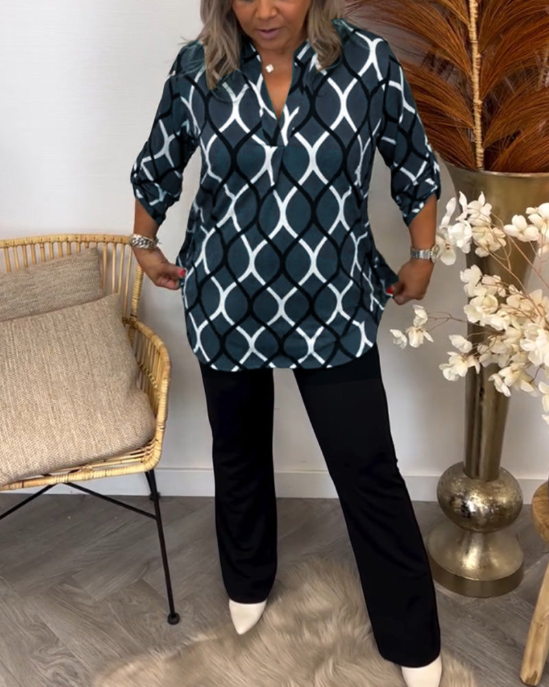 Janny | Casual långärmad blus med elegant mönster