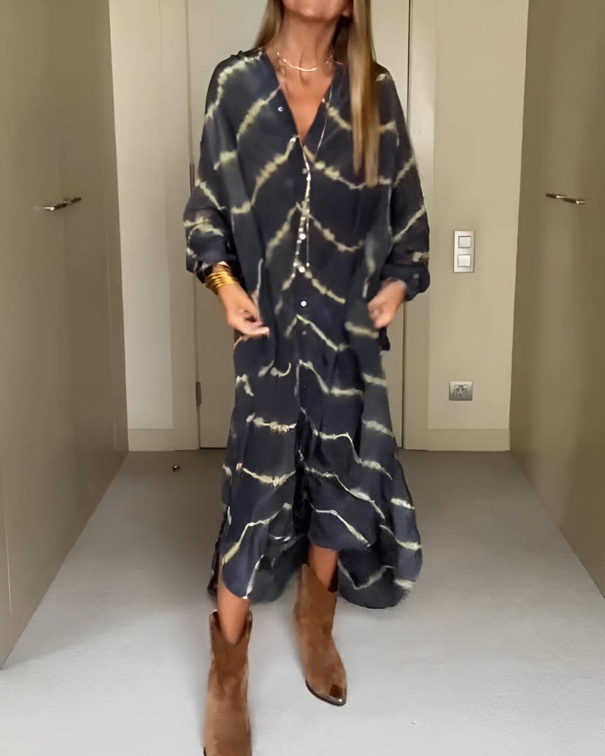 Julia | Boho randig långklänning