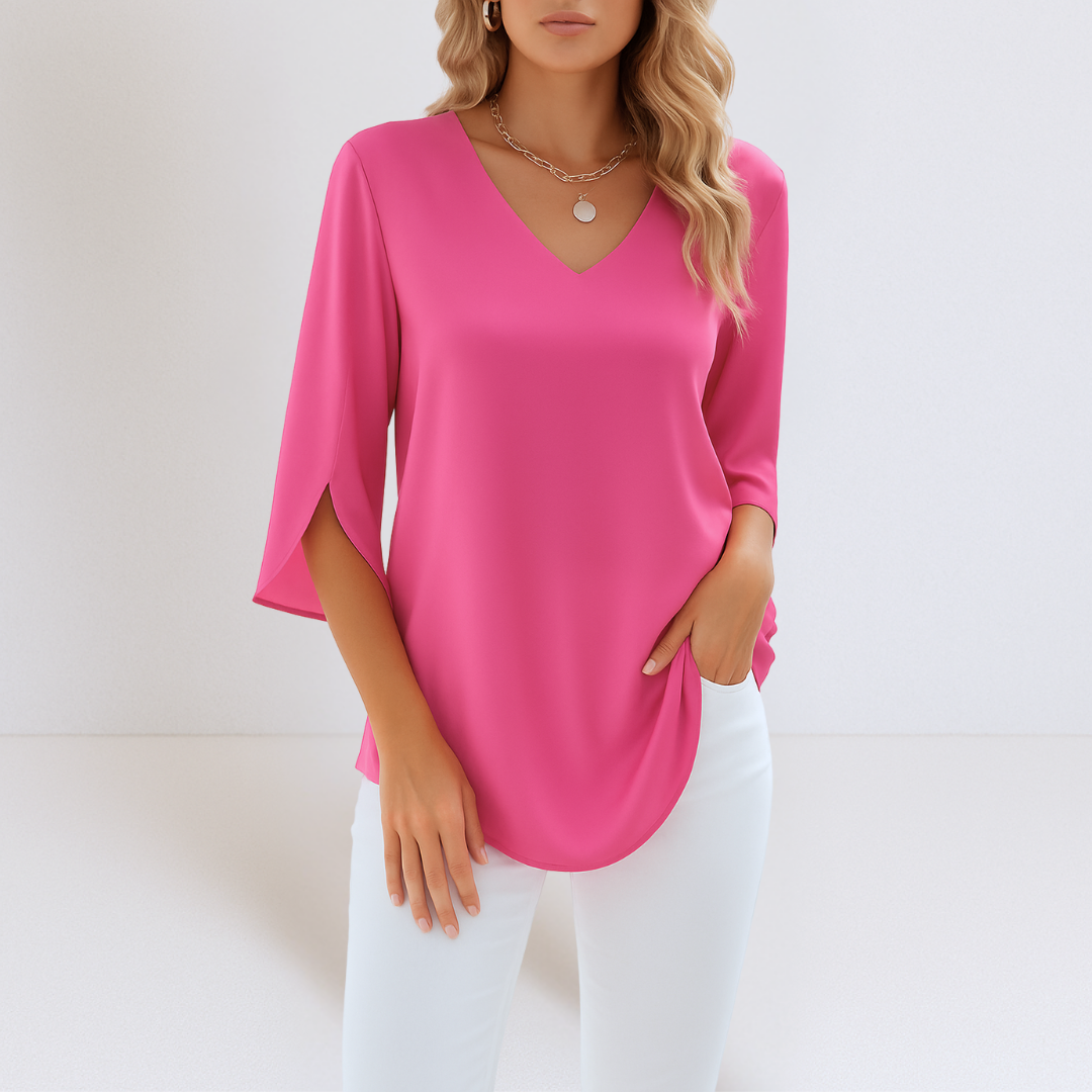Sophie | Elegant blus med V-ringning och delade ärmar