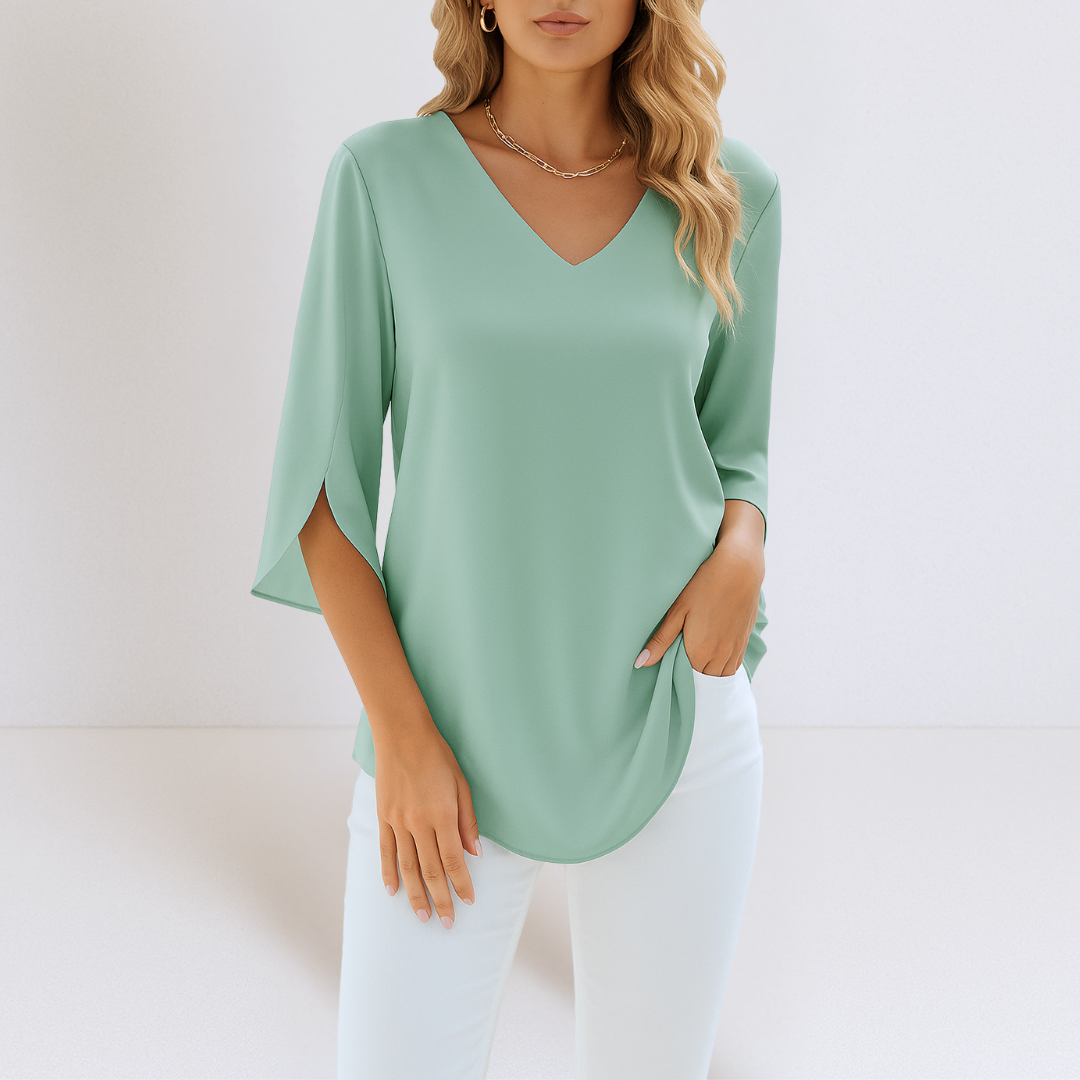 Sophie | Elegant blus med V-ringning och delade ärmar