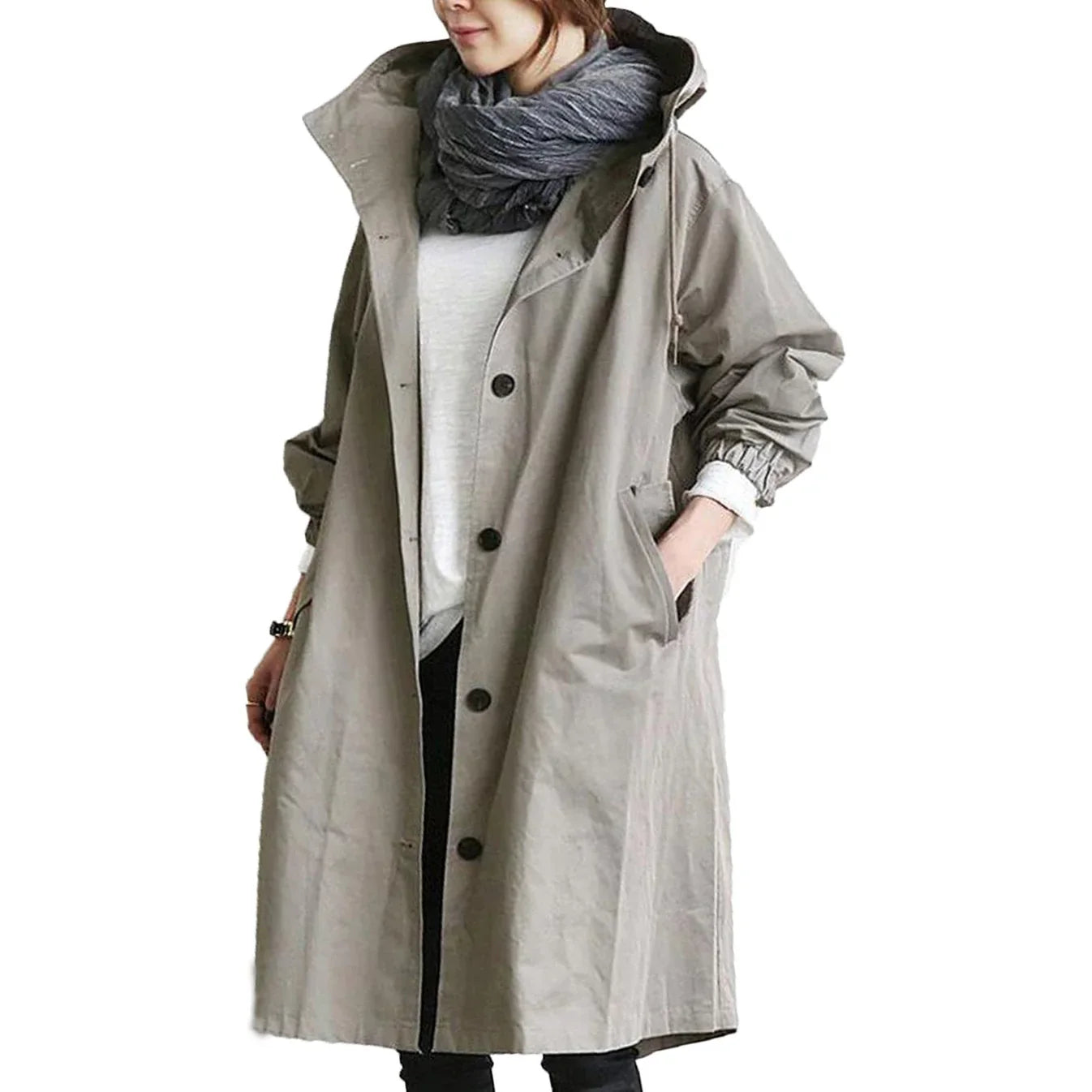 Alma | Lång vattenavvisande trenchcoat med huva