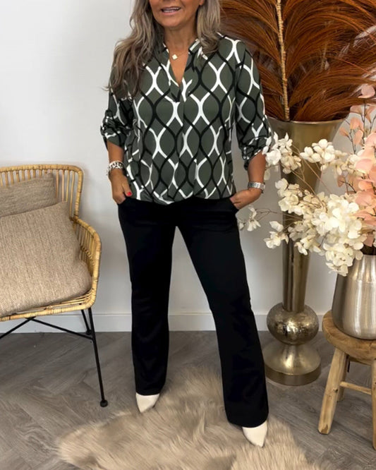 Janny | Casual långärmad blus med elegant mönster