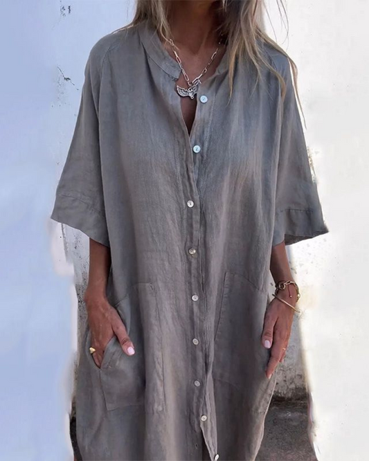 Melanie | Ibiza inspirerad avslappnad skjortklänning
