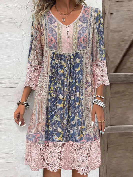Mirabel | Boho klänning med spetsdetaljer