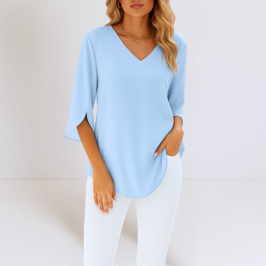 Sophie | Elegant blus med V-ringning och delade ärmar