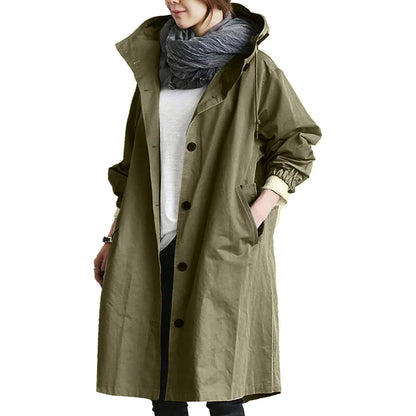 Alma | Lång vattenavvisande trenchcoat med huva