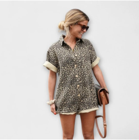 Nonette | Playsuit med leopardmönster