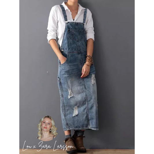 Serena | Denim Pinafore-klänning med slits